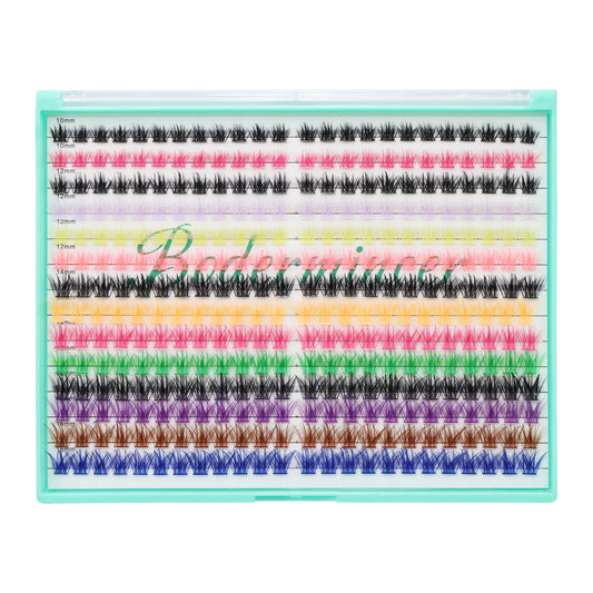 Bodermincer XXXL Tray D Curl 12 Colors Black Lashes Clusters M02# 10-12-14-16mm Mixed 336pcs Per Tray