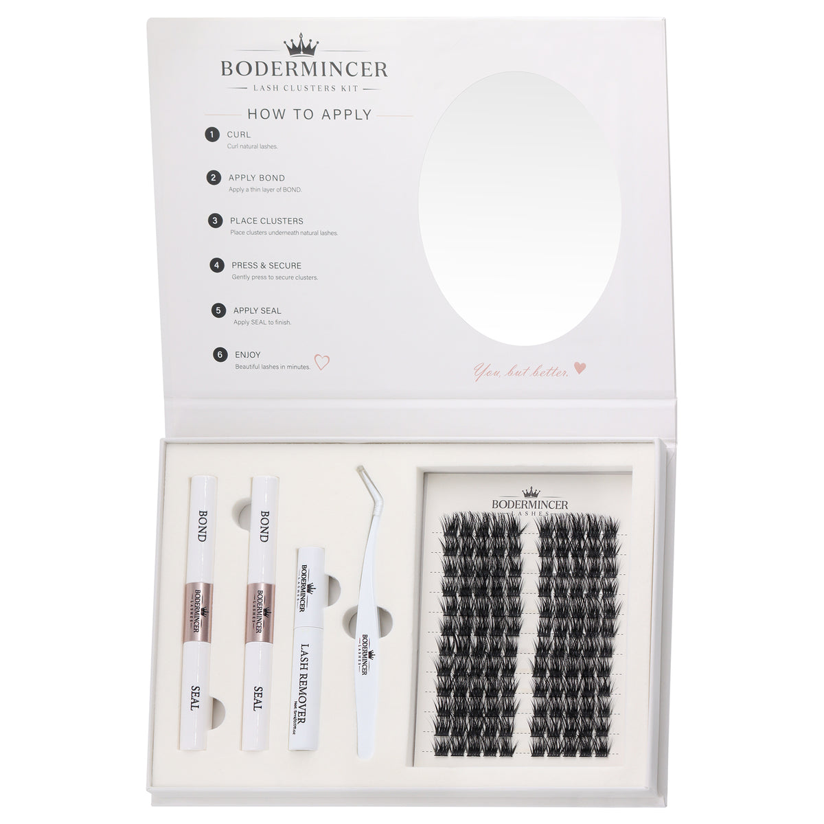 BODERMINCER Veloura-M04-Black 12-14-16mm Mixed Lash Clusters Kit