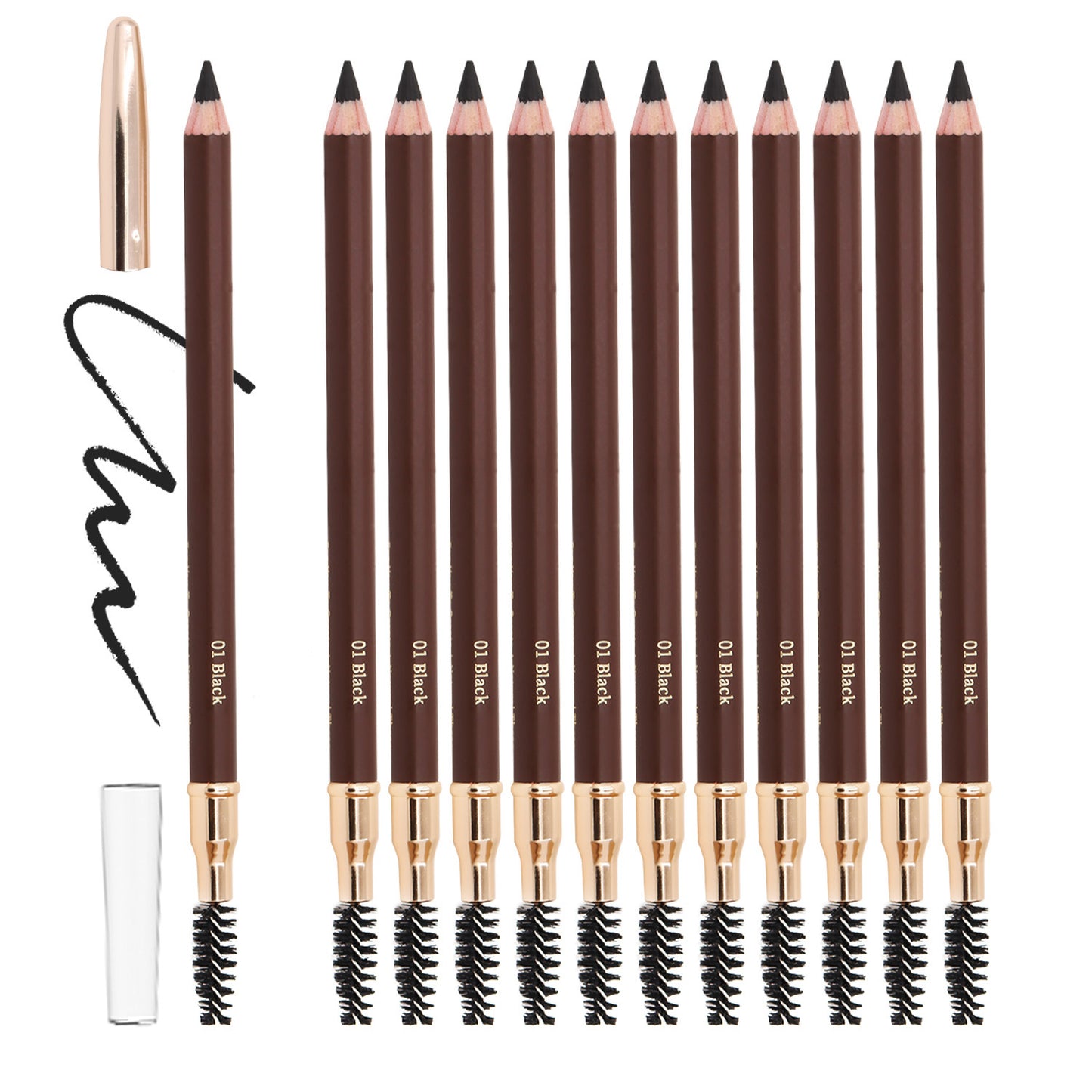 Bodermincer 12pcs/Pack  Eyebow Pencils Black/Dark Brown/Light Brown/The Brown Colors to Choose