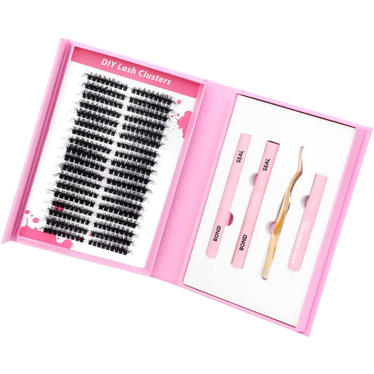 BODERMINCER 100D Fluffy Individual Pre-mapped Lash Clusters 8-16mm Lash Kit