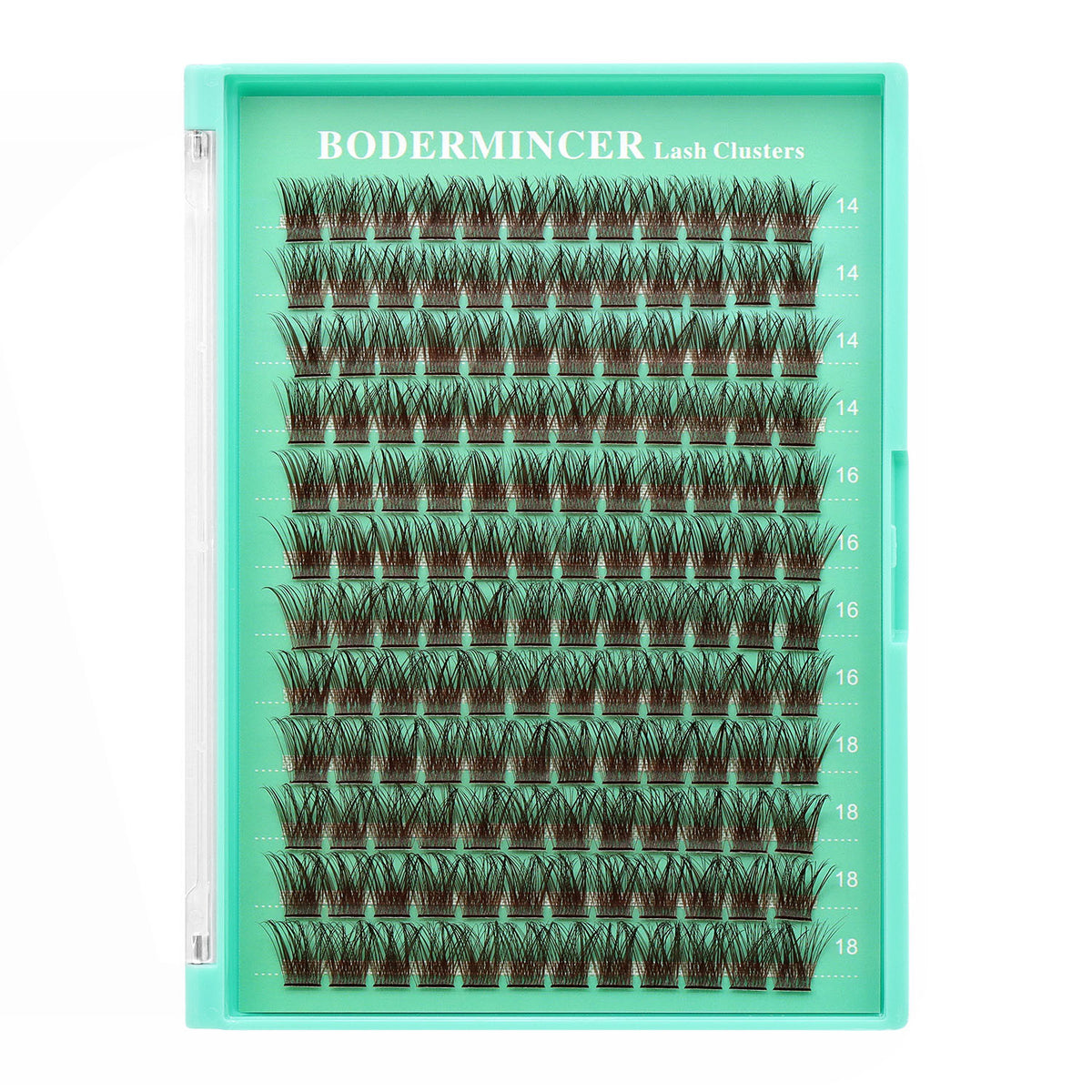 BODERMINCER M010# Dark Brown 14-16-18mm Mixed Lash Clusters Kit D Curl