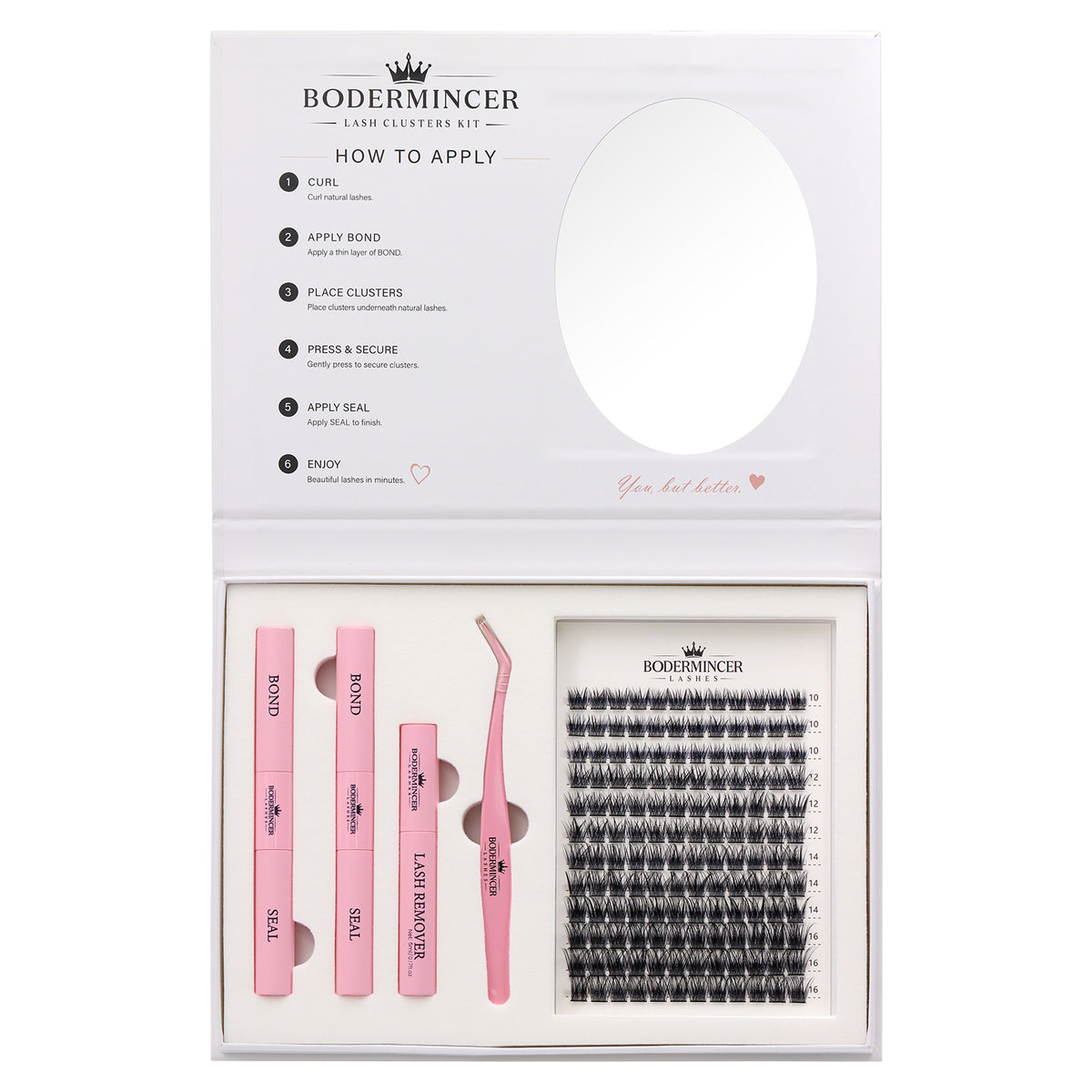Champagne Haze-M010 Black Color Lash Clusters  10-12-14-16mm Mixed Lash Kit D Curl