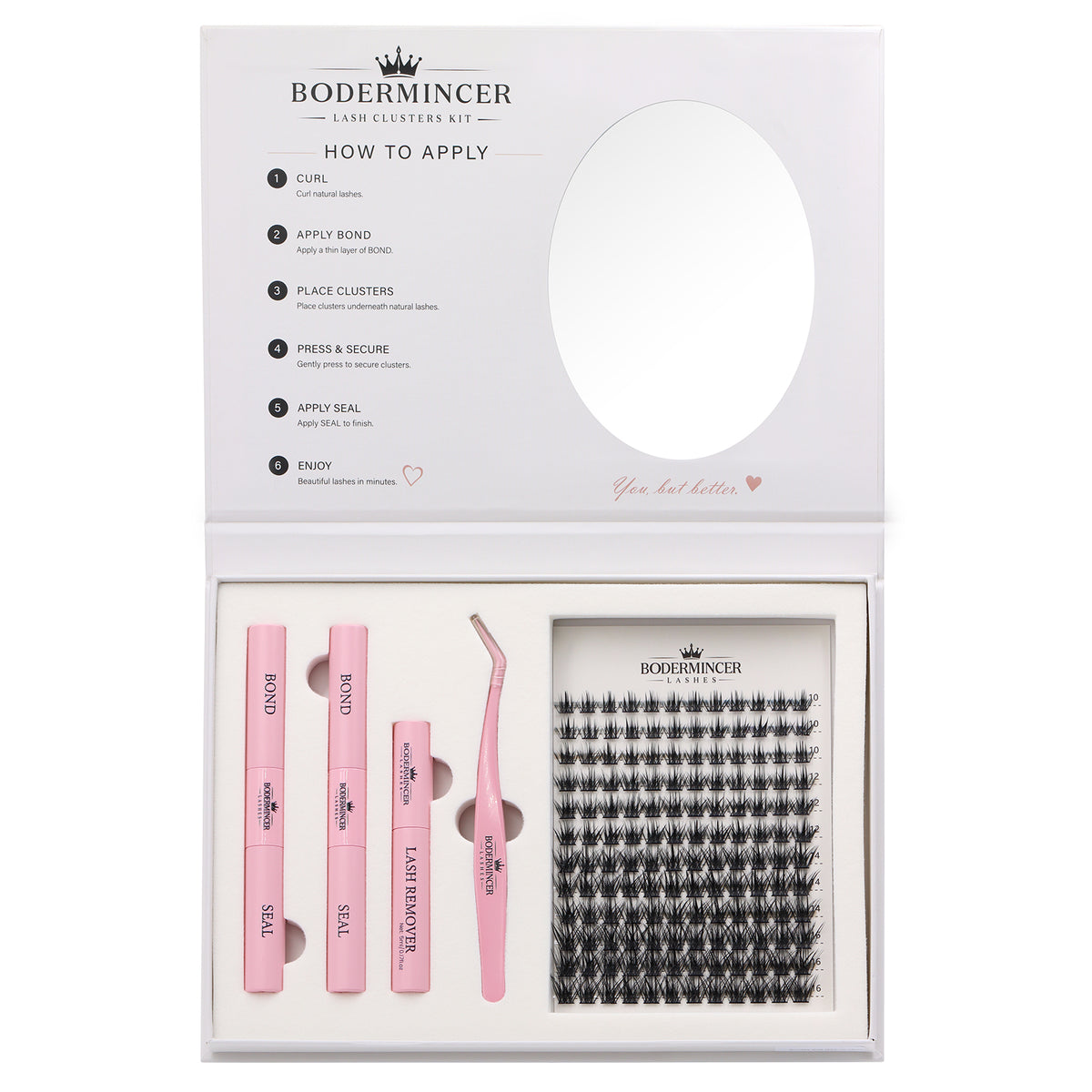 BODERMINCER Sunday Soft M02#  10-12-14-16mm Mixed Lash Clusters Kit D Curl