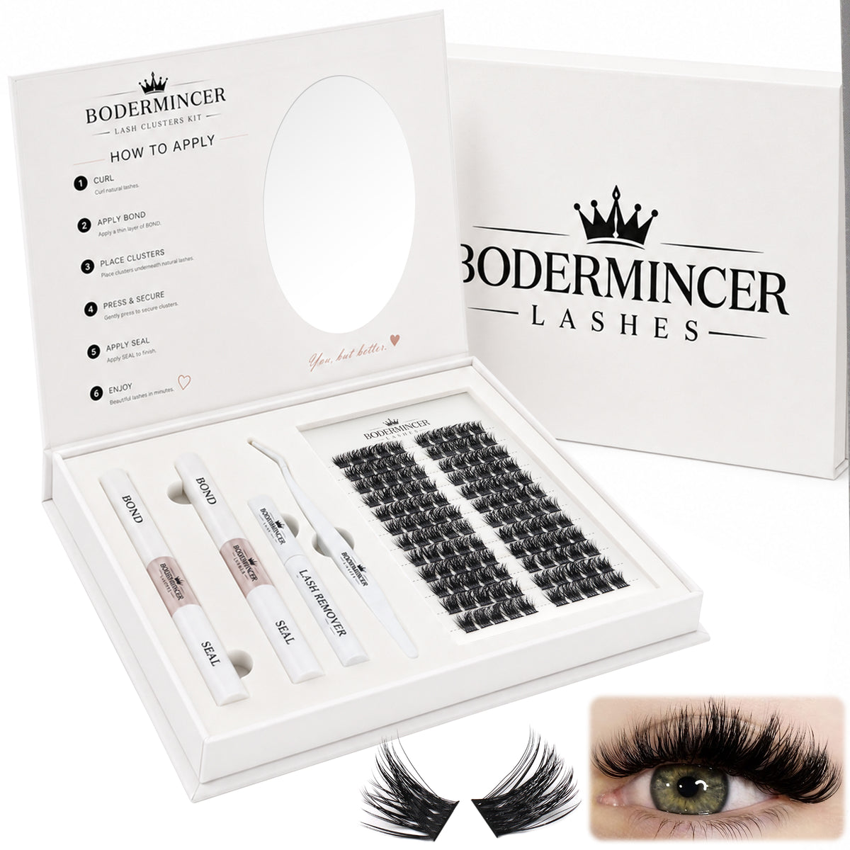 BODERMINCER Veloura-M04-Black 12-14-16mm Mixed Lash Clusters Kit