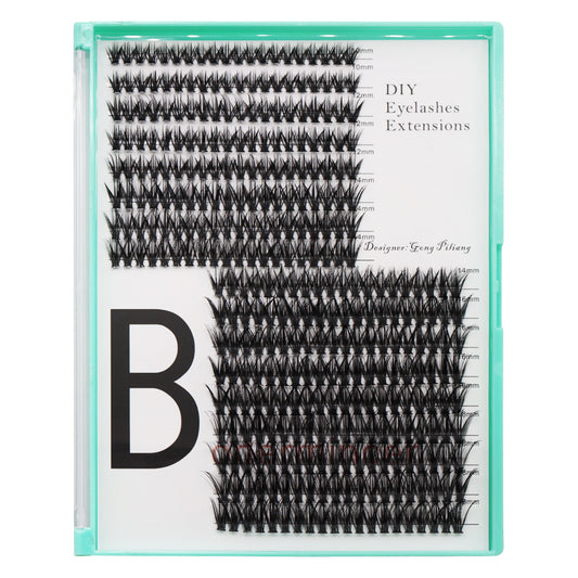 Bodermincer D Curl Black Lashes Clusters 50D 340pcs Per Tray 10-12-14-16-18mm Mixed Length