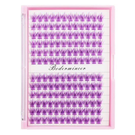 BODERMINCER Eyelashes C02# Color Purple Large Tray 144pcs Lash Cluster C Curl/D Curl/DD Curl 10mm-18mm to Choose