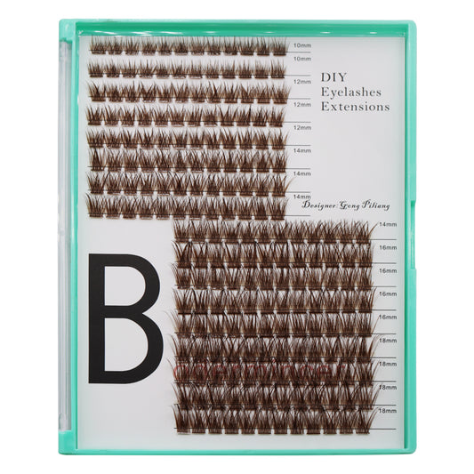 Bodermincer Color Brown Lashes Clusters M01# 204pcs Per Tray 10-12-14-16-18mm Mixed Length