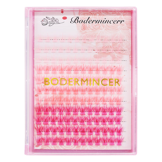 BODERMINCER Eyelashes C02# Light Pink+Pink+Rose Color Mixed Tray 132pcs Lash Cluster C Curl/D Curl/DD Curl 10mm-18mm to Choose