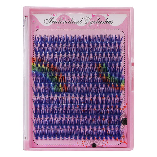 BODERMINCER Eyelashes Color Blue 40D Lash Cluster Large Tray 200pcs Lash Cluster C Curl/D Curl/DD Curl 10mm-18mm to Choose