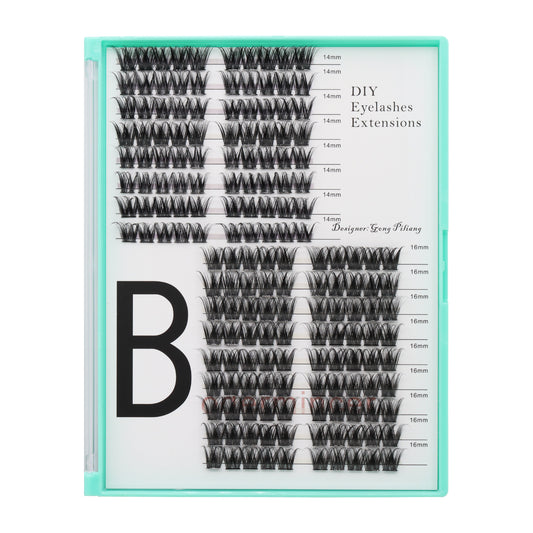 Bodermincer D Curl Black Lashes Clusters M03# 170pcs Per Tray 14-16mm Mixed Length