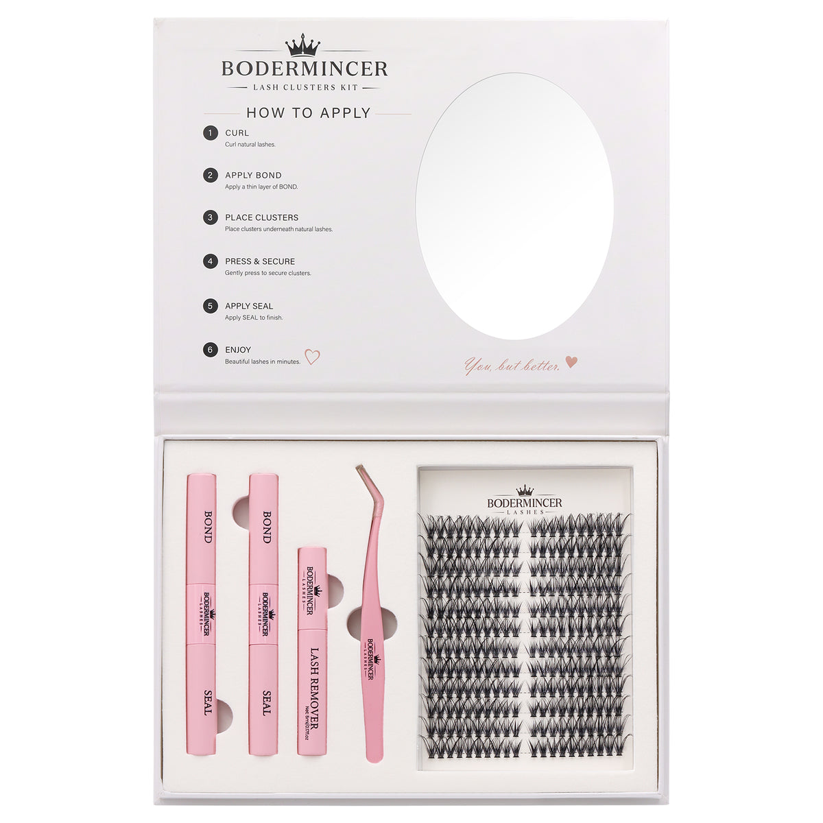 BODEMRINCER 30D Pre-mapped 8-16mm Mixed Individual Lash Clusters Kit D Curl