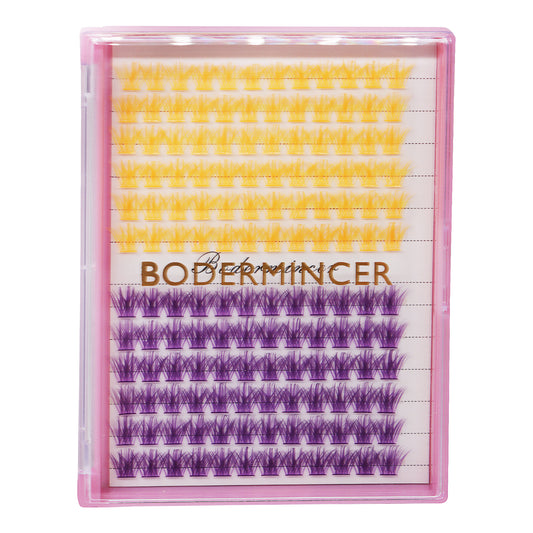 BODERMINCER Eyelashes Color Orange and Purple Mixed C02# Lash Cluster 144pcs Large Tray Lash Cluster Complete in Size D Curl/DD Curl to Choose