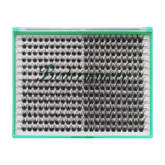 Bodermincer XXXL Tray D Curl M06# 10-12-14-16mm Mixed Color Black  Lashes Clusters 308pcs Per Tray