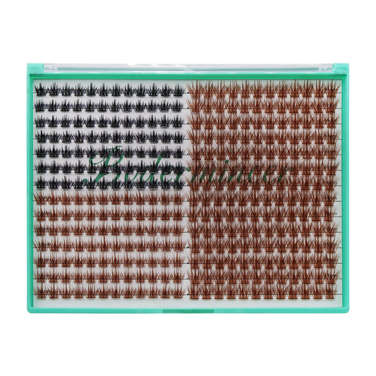 Bodermincer XXXL Large Tray M02# D Curl Black 10mm-Brown 12mm-Brown 14mm-Brown 16mm Mixed Lashes Clusters 336pcs Per Tray