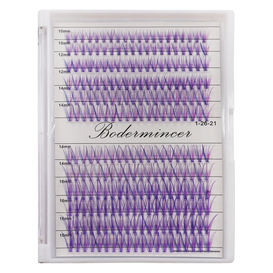 BODERMINCER Eyelashes Color Blue and Purple Mixed 20D# Lash Cluster 240pcs Large Tray Lash Cluster 10-12-14-16mm Mixed