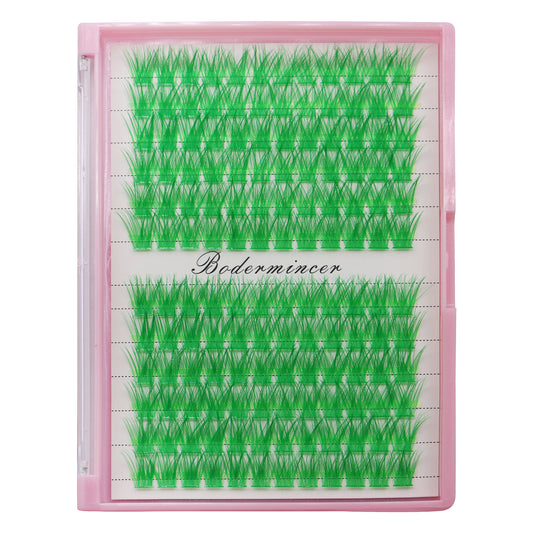 BODERMINCER Eyelashes Color Green C02# Lash Cluster 144pcs Large Tray Lash Cluster 10-18mmto Choose D Curl/DD Curl to Choose