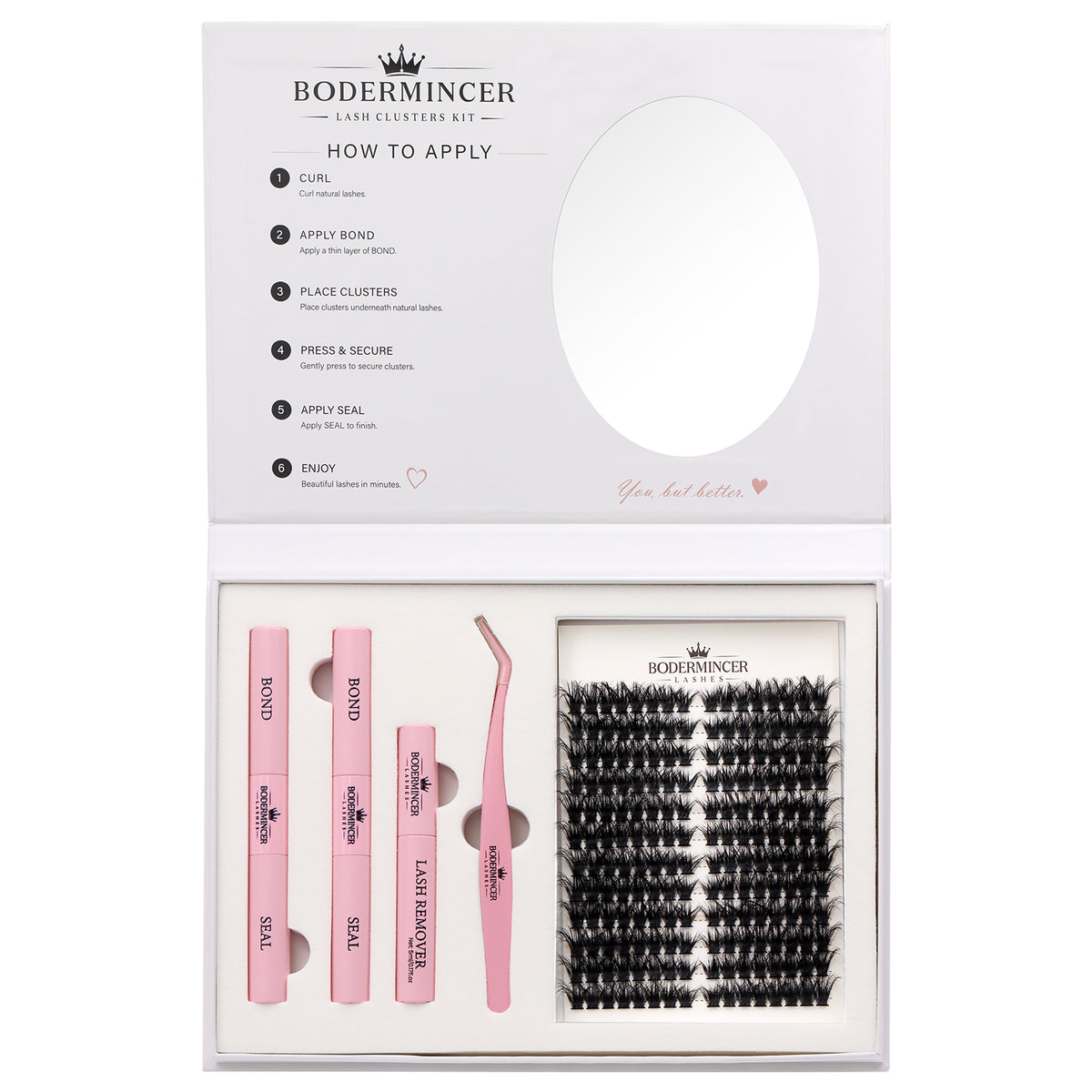 BODERMINCER Nuvella-Fluffy-100D Pre-mapped Lash Clusters Kit 8-16mm Mixed