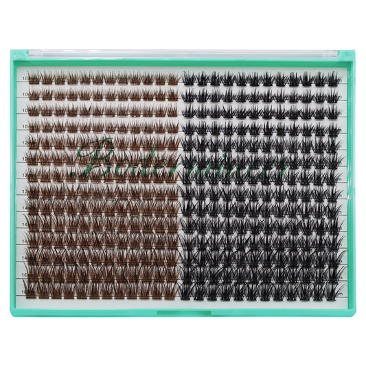 Bodermincer XXXL Tray D Curl M01 Color Brown 10-12-14-16mm Mixed+ M02 Color Black 12-14-16-18mm Mixed Lashes Clusters 336pcs Per Tray