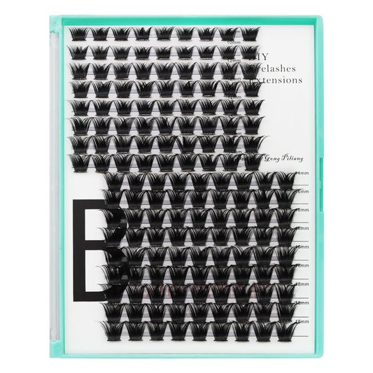 Bodermincer D Curl Black Lashes Clusters M15# 153pcs Per Tray 10-12-14-16-18mm Mixed Length