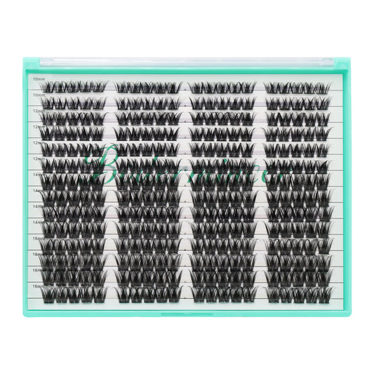 Bodermincer XXXL Tray D Curl M03# 10-12-14-16mm Mixed Color Black  Lashes Clusters 280pcs Per Tray