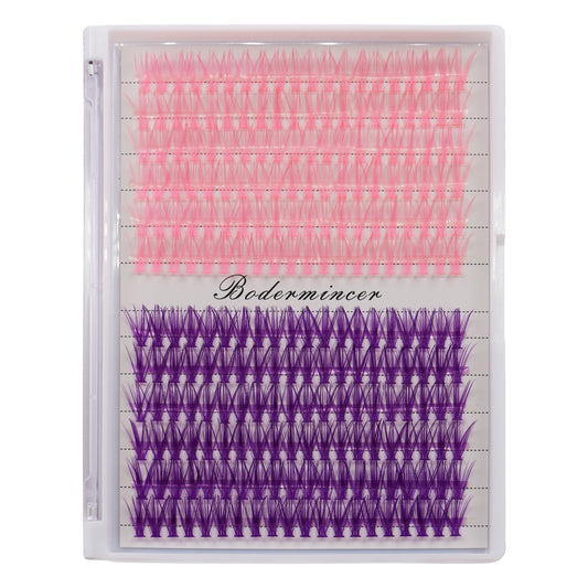 BODERMINCER Eyelashes Color Pink and Purple Mixed 40D# Lash Cluster 240pcs Large Tray Lash Cluster Complete in Size D Curl/DD Curl to Choose