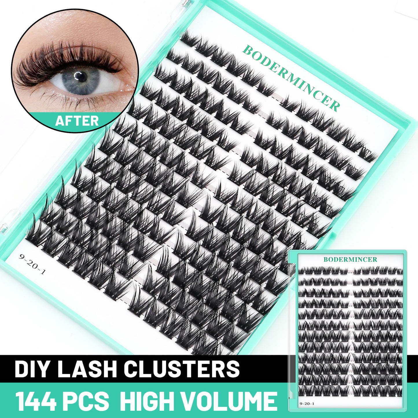 BODERMINCER Lashes Pre-mapped B30# 14-16-18-20mm Mixed Lash Kit With Bond and Seal ,Tweezers,Lash Remover