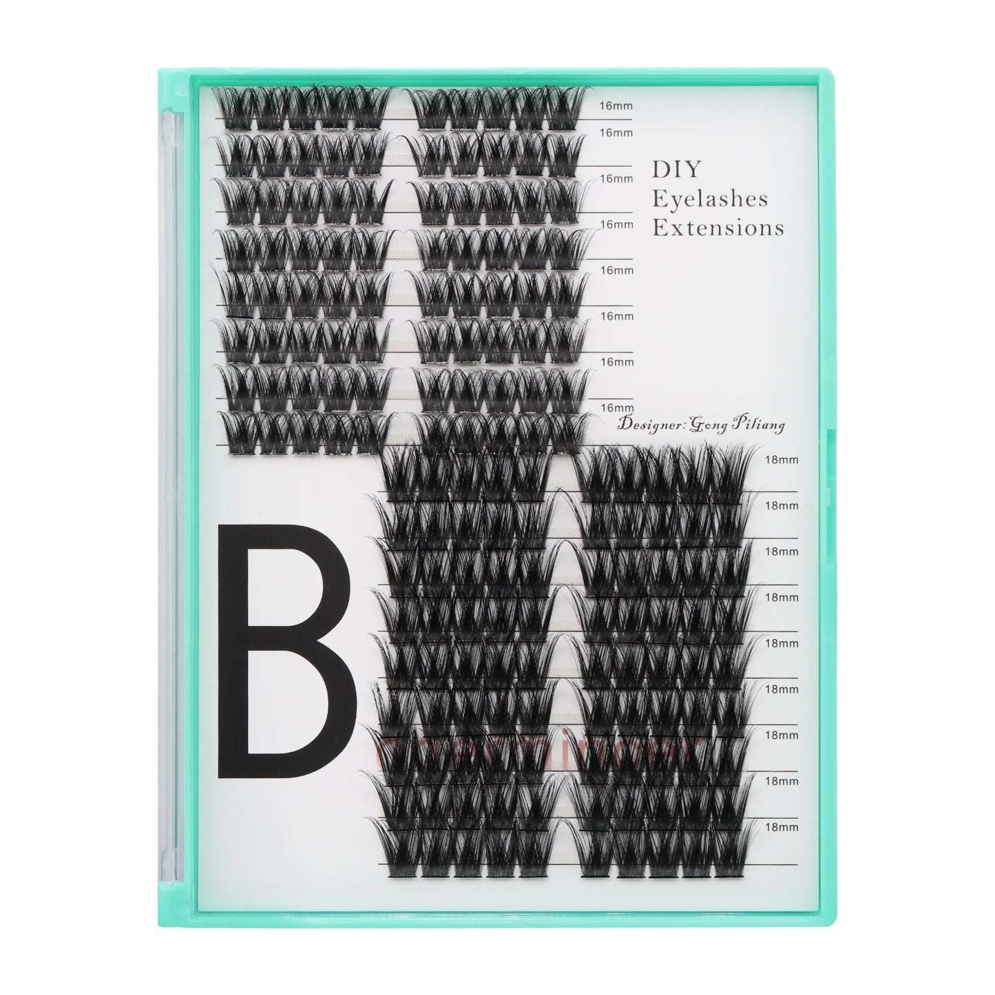 Bodermincer D Curl Black Lashes Clusters M03# 170pcs Per Tray 16-18mm Mixed Length