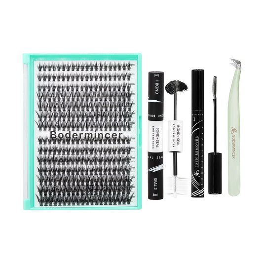 BODERMINCER 40D+50D 10-11-12-13-14-15-16mm Mixed Lash Kit Black Bond Lashes Clusters