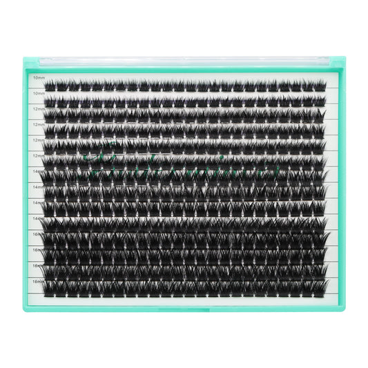 Bodermincer XXXL Large Tray D Curl T001# Color Black 10-12-14-16mm Mixed Lashes Clusters 336pcs Per Tray