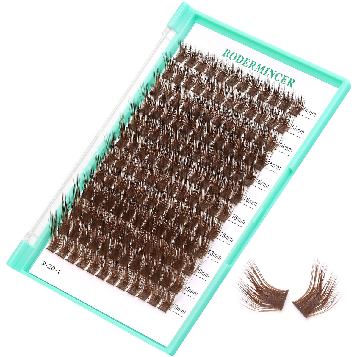 BODERMINCER M01 Dark Brown L Curl 14-16-18-20mm Mixed Lash Clusters Kit