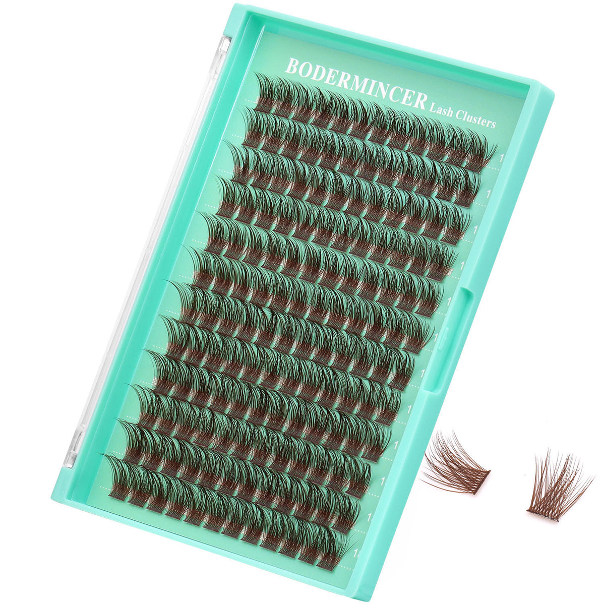 BODERMINCER M010# Dark Brown 14-16-18mm Mixed Lash Clusters Kit D Curl