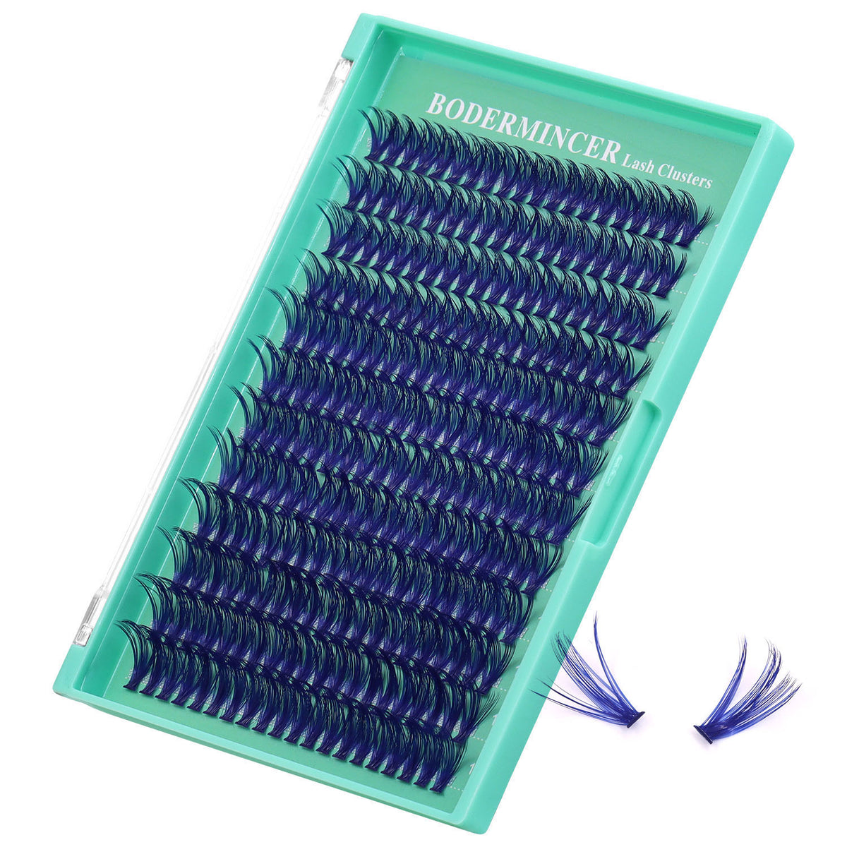BODERMINCER 40D Blue Individual Lash Extensions 14-16-18mm Mixed Lash Clusters Kit D Curl