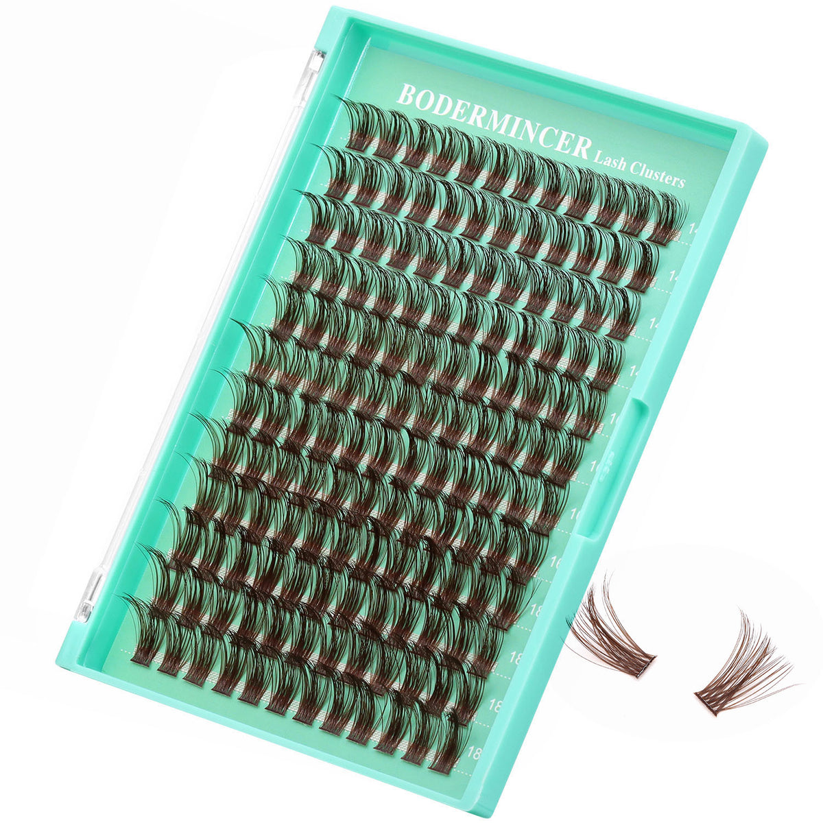 BODERMINCER M06# Dark Brown 14-16-18mm Mixed Lash Clusters Kit D Curl