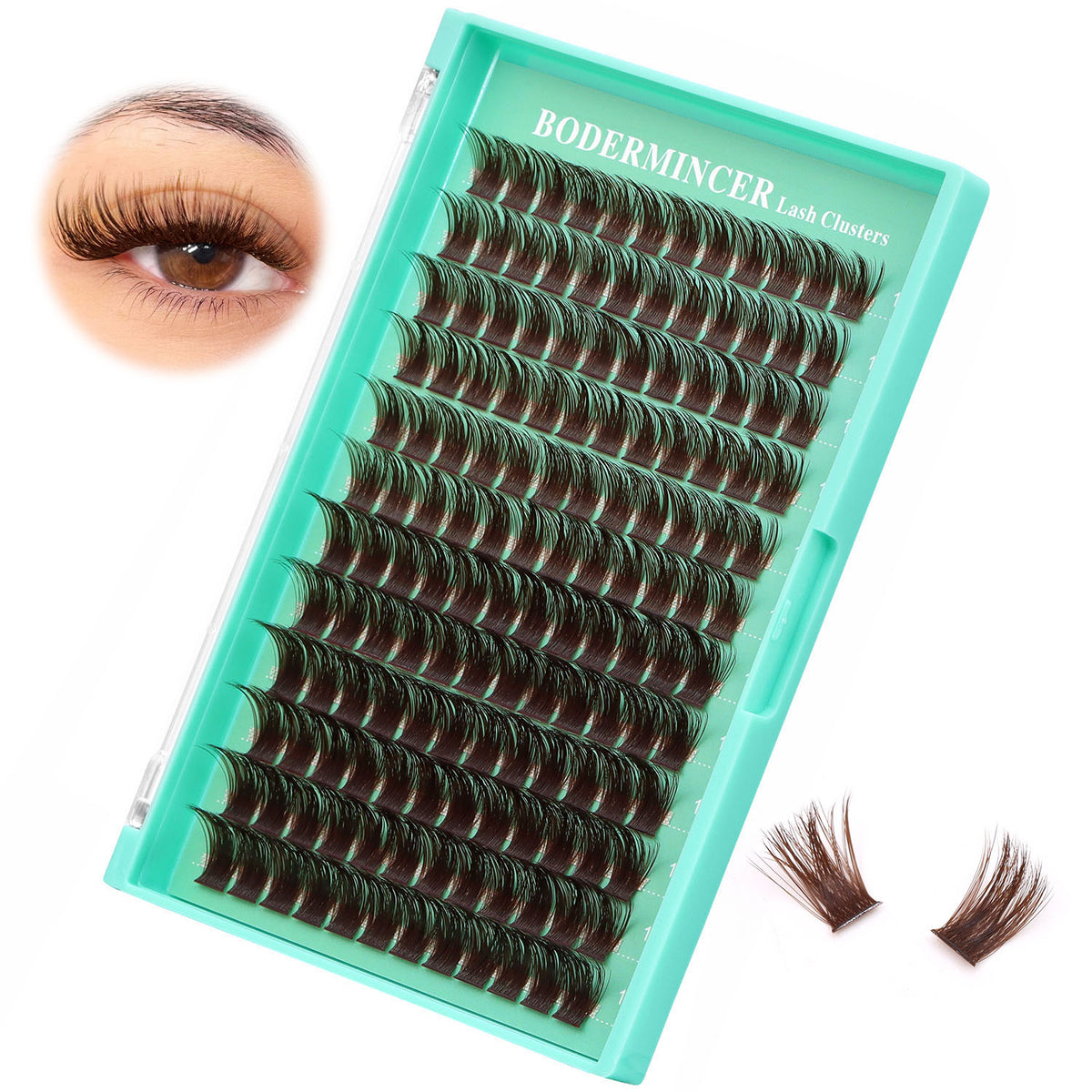 BODERMINCER M01 Dark Brown 14-16-18mm Mixed Lash Clusters Kit D Curl