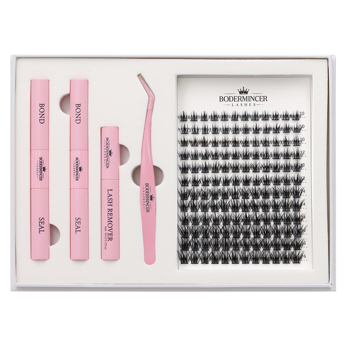 BODERMINCER Sunday Soft M02#  10-12-14-16mm Mixed Lash Clusters Kit D Curl