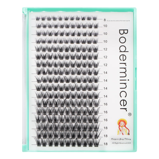 Bodermincer Lashes M06 Black D Curl 8-10-12-14-16-18mm Mixed Tray 187pcs Cluster Lashes