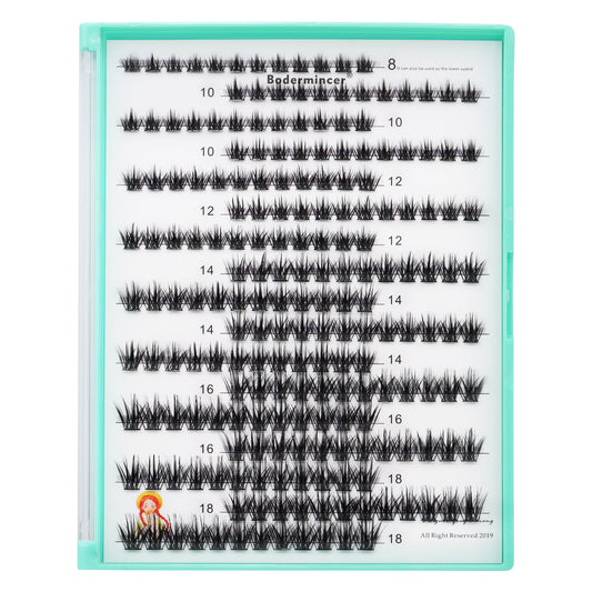 Bodermincer D Curl Black Lashes M02# 204pcs Per Tray 8-10-12-14-16-18mm Mixed Length