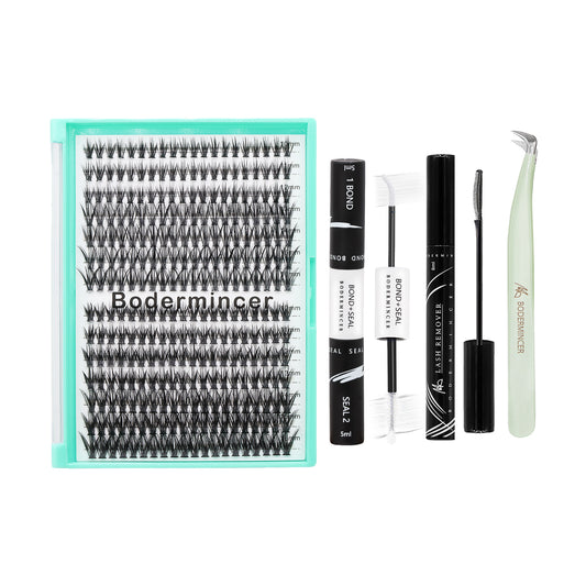 BODERMINCER Clear Bond Kit 40D+50D 10-11-12-13-14-15-16mm Mixed  Lashes Clusters 280pcs Per Tray