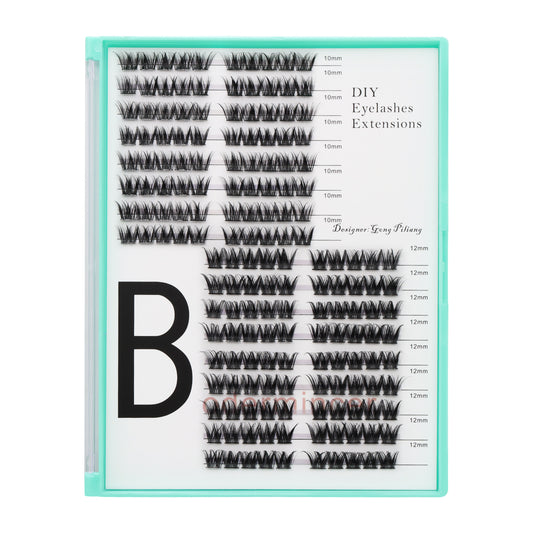 Bodermincer D Curl Black Lashes Clusters M03# 170pcs Per Tray 10-12mm Mixed Length