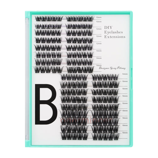 Bodermincer D Curl Black Lashes Clusters M03# 170pcs Per Tray 10-12-14-16-18mm Mixed Length