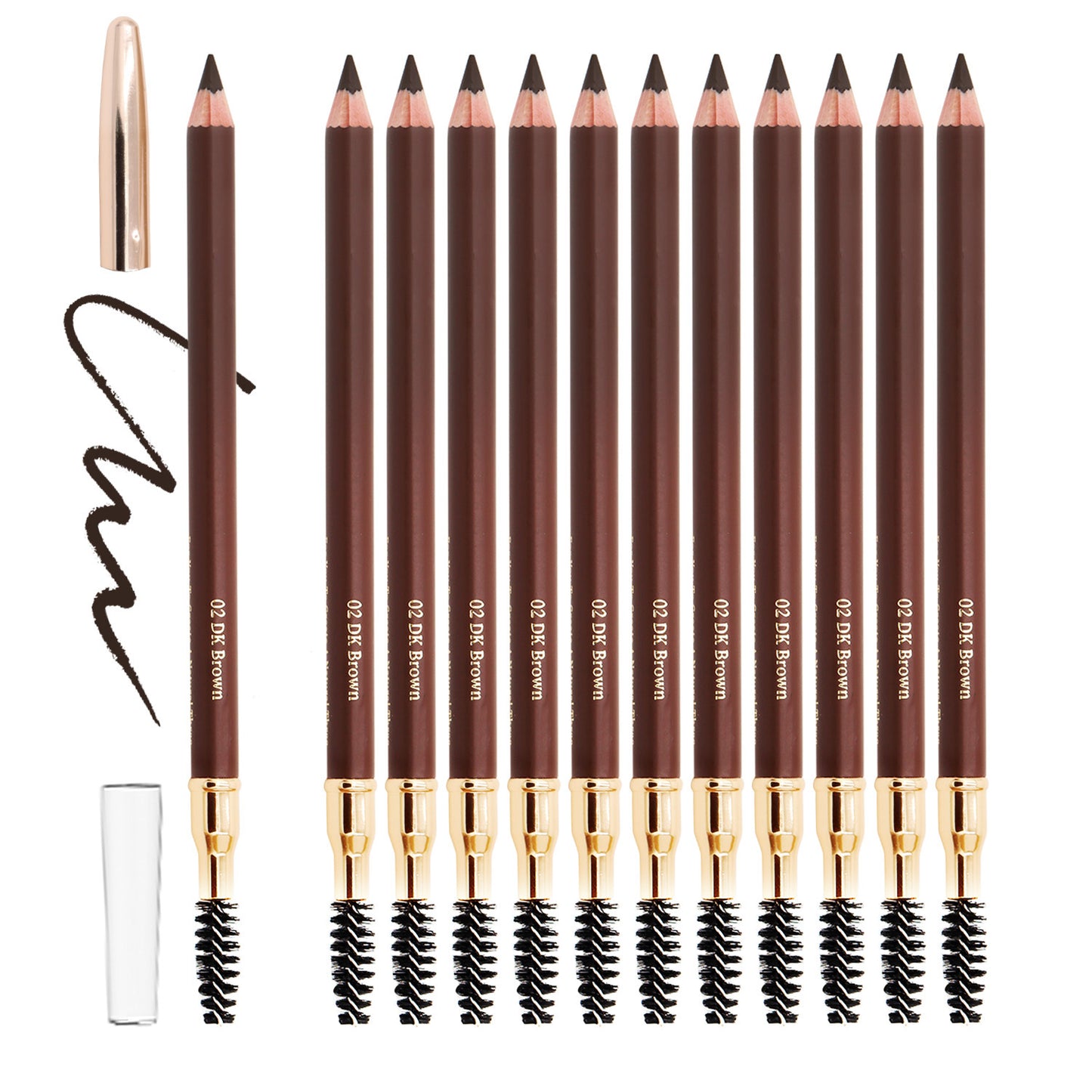 Bodermincer 12pcs/Pack  Eyebow Pencils Black/Dark Brown/Light Brown/The Brown Colors to Choose