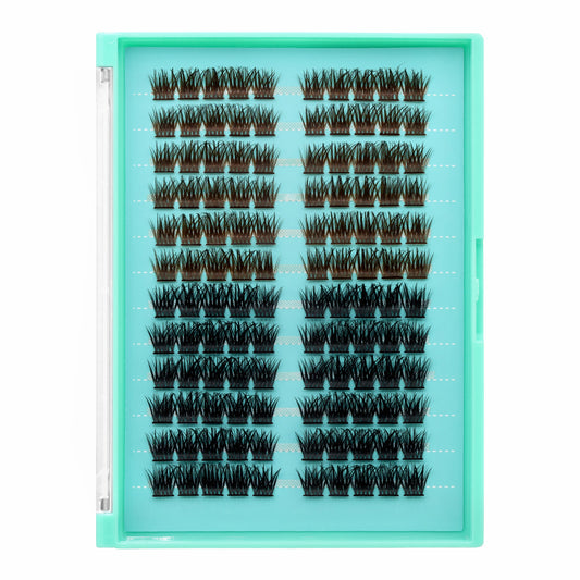 BODERMINCER Y16# Color Black +Brown 120pcs Per Pack C Curl/D Curl/DD Culr Natural Extensions Wispy Individual False Eyelashes Lash Clusters Lash Cluster Extensions