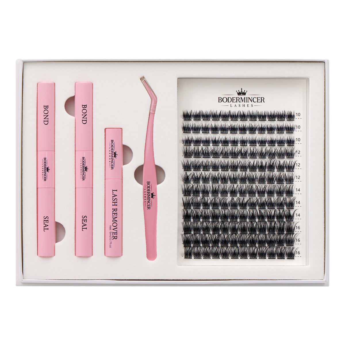 Champagne Haze-M010 Black Color Lash Clusters  10-12-14-16mm Mixed Lash Kit D Curl