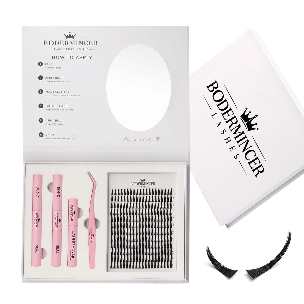 BODERMINCER Natural Spikes Individual Lashes 10-12-14-16mm Mixed Lash Kit D Curl