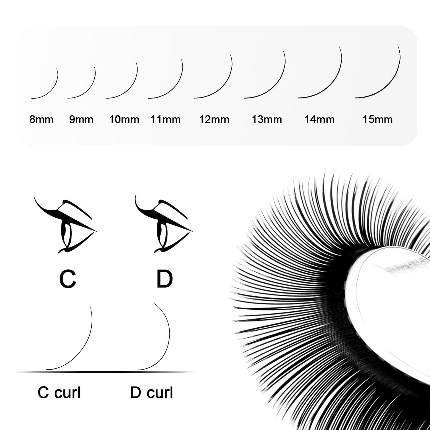 Bodermincer C Curl 16 Rows Easy Fan Lash Extensions Volume Lash Extensions Volume Lash Extensions 8-15mm MIX Thickness 0.03/0.05/0.07/0.10/0.15/0.18/0.20 thickness Super Matte Black Tray Professional Supplies for Lash Salon