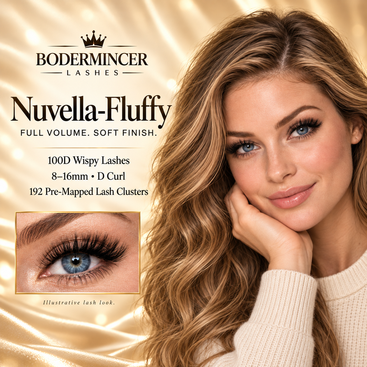 BODERMINCER Nuvella-Fluffy-100D Pre-mapped Lash Clusters Kit 8-16mm Mixed