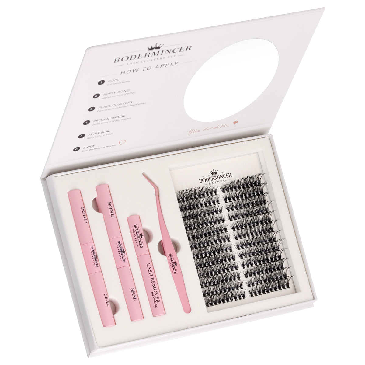 BODEMRINCER 30D Pre-mapped 8-16mm Mixed Individual Lash Clusters Kit D Curl