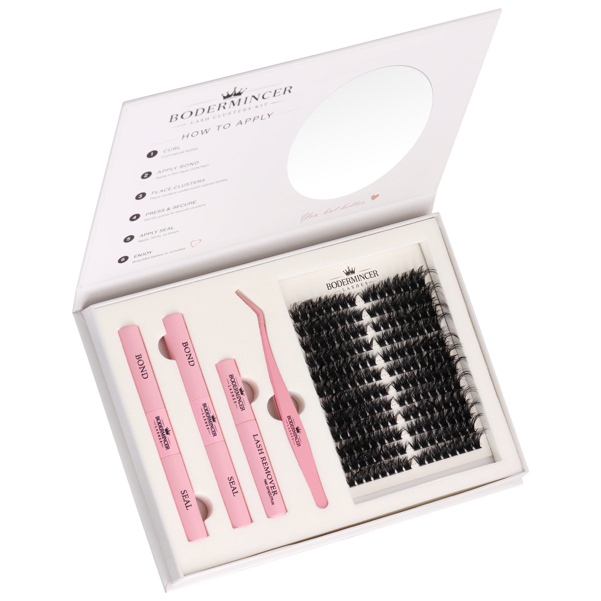 BODERMINCER Nuvella-Fluffy-100D Pre-mapped Lash Clusters Kit 8-16mm Mixed