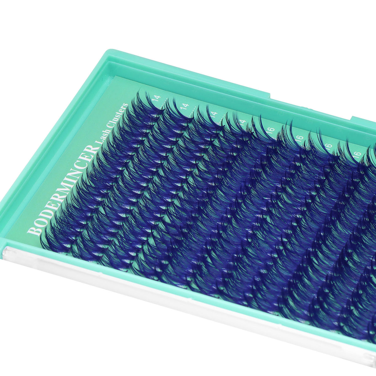BODERMINCER 40D Blue Individual Lash Extensions 14-16-18mm Mixed Lash Clusters Kit D Curl