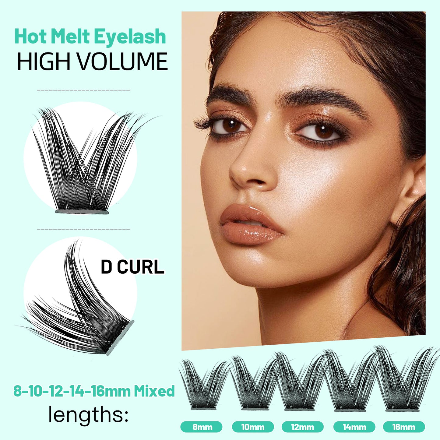 BODERMINCER Lashes Pre-mapped B30# 14-16-18-20mm Mixed Lash Kit With Bond and Seal ,Tweezers,Lash Remover